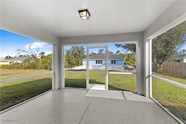 view of unfurnished sunroom