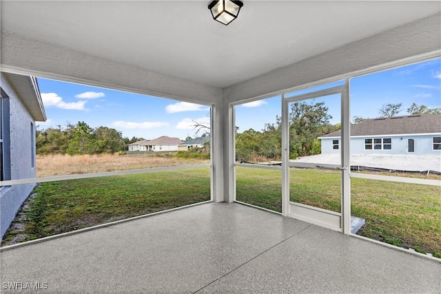 view of unfurnished sunroom