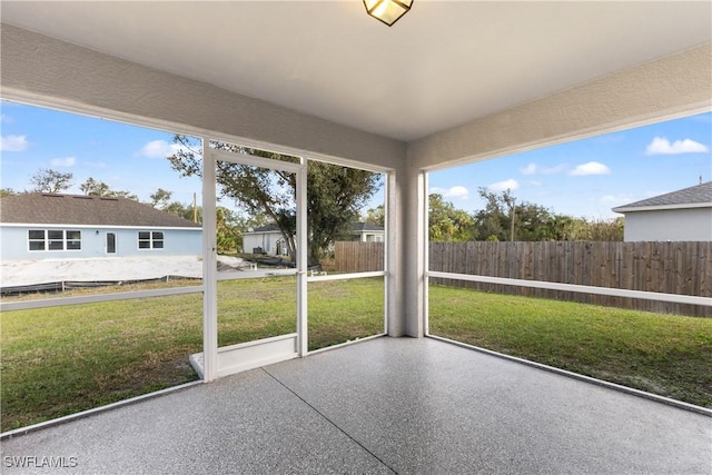 view of unfurnished sunroom