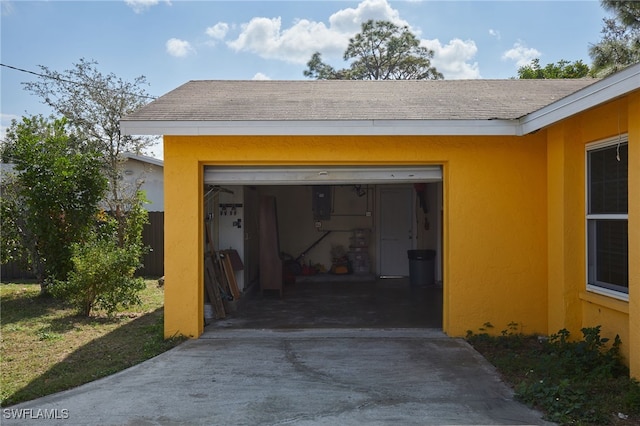 view of garage