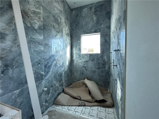 interior space with a shower