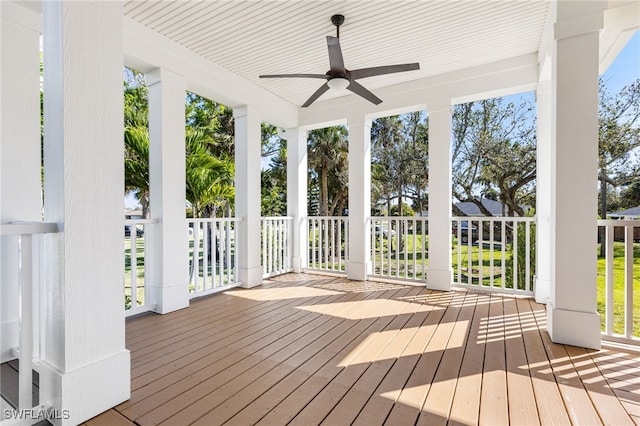 deck featuring ceiling fan