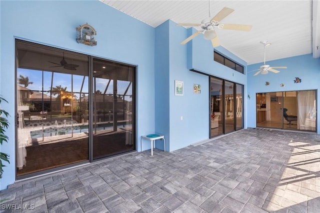 view of patio / terrace featuring ceiling fan