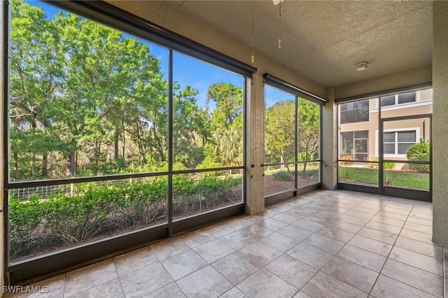 view of unfurnished sunroom