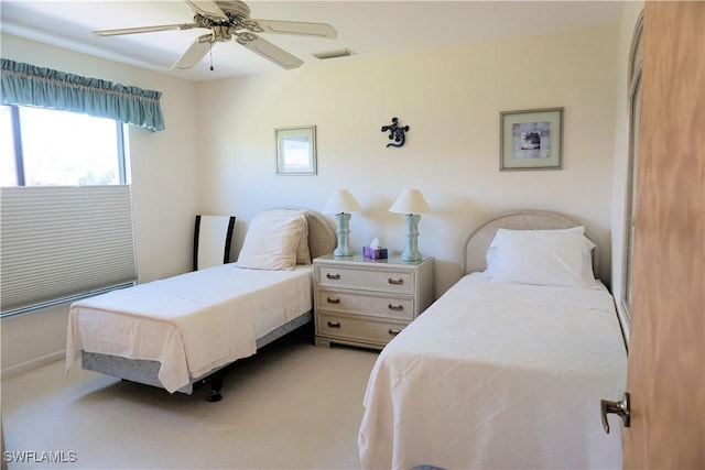 bedroom with carpet and ceiling fan