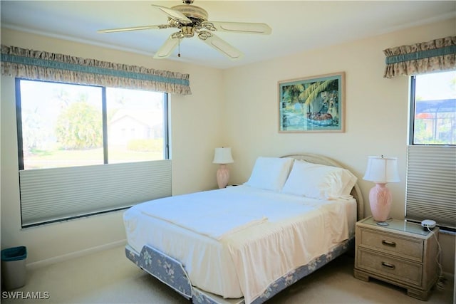 bedroom with carpet and ceiling fan