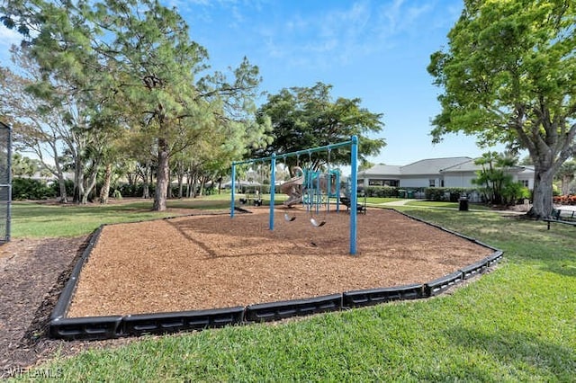 communal playground with a yard