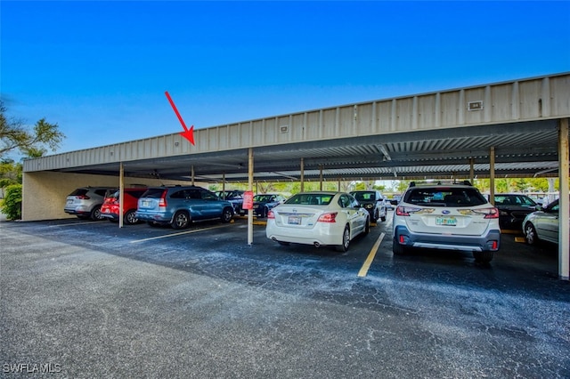 view of covered parking lot