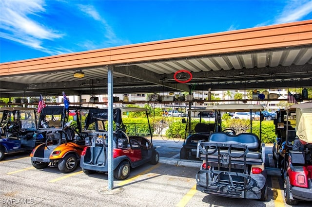 view of covered parking lot