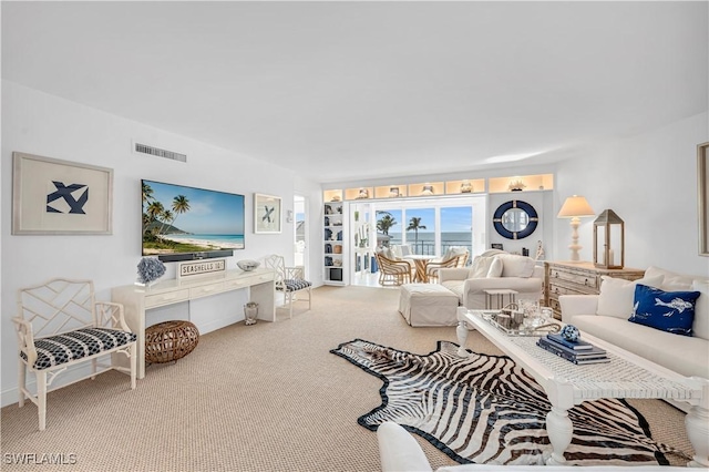 living room with carpet flooring