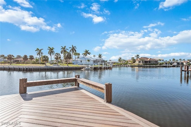 view of dock featuring a water view