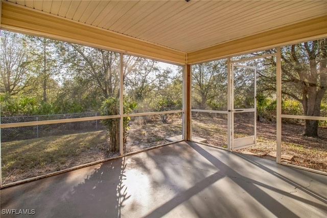 view of unfurnished sunroom