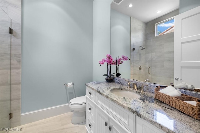 532 Pine Grove Ln, Naples, FL 34103 - full bath featuring toilet, baseboards, a shower stall, and vanity