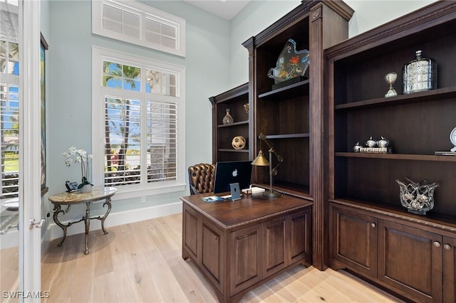 532 Pine Grove Ln, Naples, FL 34103 - office featuring baseboards, light wood finished floors, and a wealth of natural light