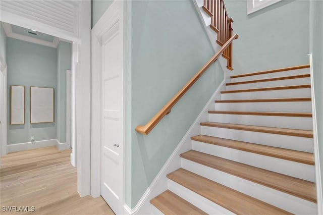 532 Pine Grove Ln, Naples, FL 34103 - stairway with wood finished floors and baseboards