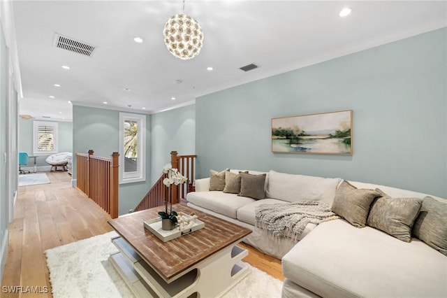 532 Pine Grove Ln, Naples, FL 34103 - living area featuring recessed lighting, light wood-type flooring, and crown molding