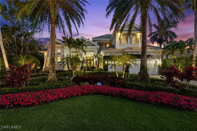 532 Pine Grove Ln, Naples, FL 34103 - view of front of house with a lawn and a garage