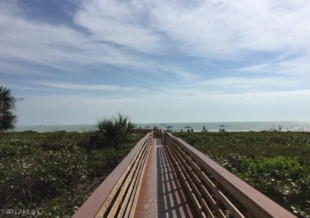 view of community featuring a water view