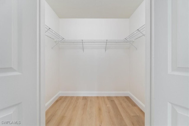 spacious closet with light hardwood / wood-style floors