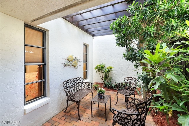 view of patio with a pergola