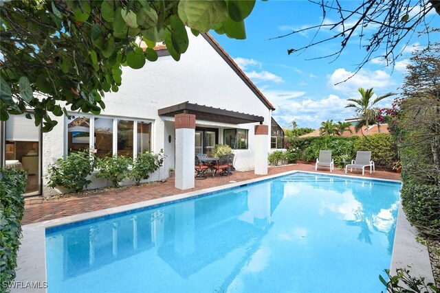 view of swimming pool featuring a patio