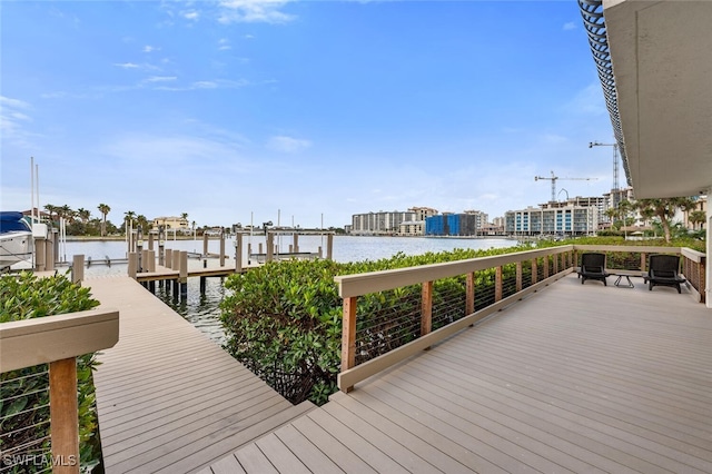 view of dock featuring a water view