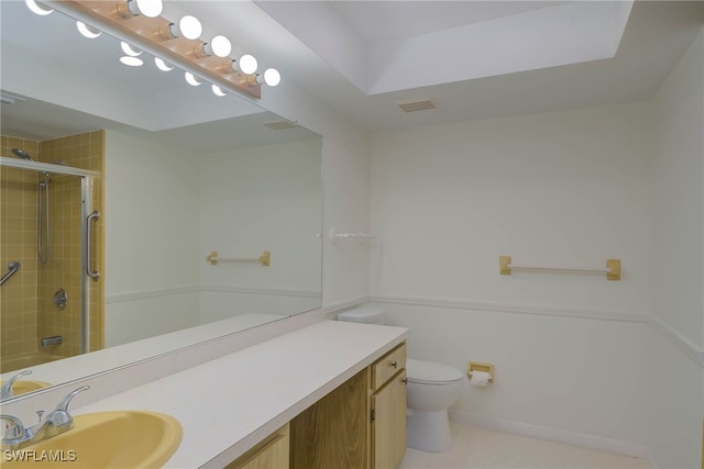 full bath with visible vents, toilet, and vanity