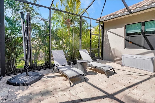 view of patio / terrace with a lanai