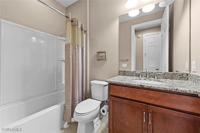 10641 Jackson Square Dr, Estero, FL 33928 - full bath featuring toilet, vanity, and shower / bath combo with shower curtain