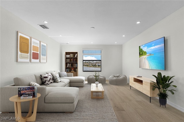 living room with light wood-type flooring