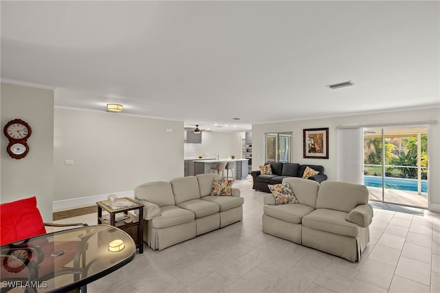 2347 Club House Rd, North Fort Myers, FL 33917 - living area featuring visible vents and ornamental molding