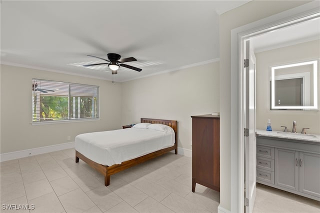 2347 Club House Rd, North Fort Myers, FL 33917 - bedroom featuring baseboards, a sink, and crown molding
