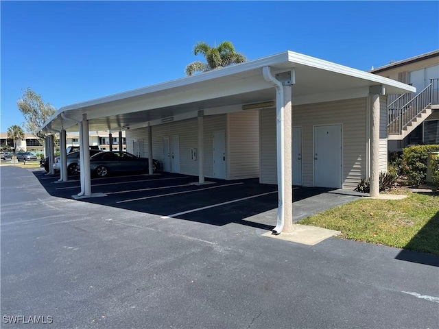 view of covered parking lot