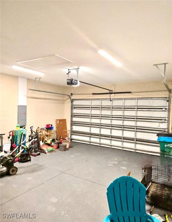 garage with a garage door opener