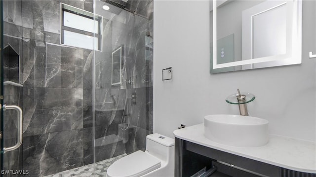 1420 Poinsettia Ave, Lehigh Acres, FL 33972 - full bathroom featuring vanity, a marble finish shower, and toilet