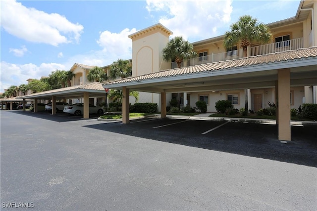 view of covered parking lot