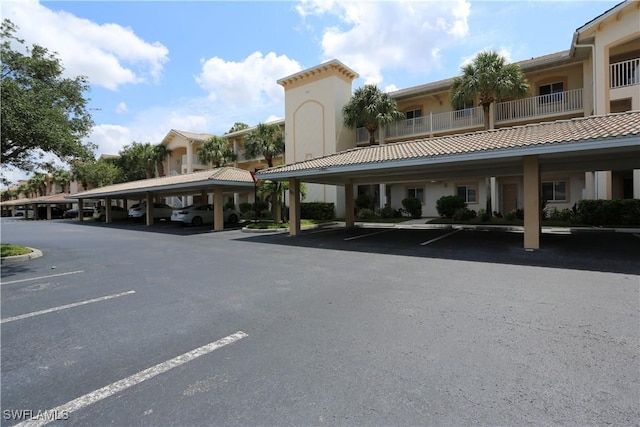 view of covered parking lot