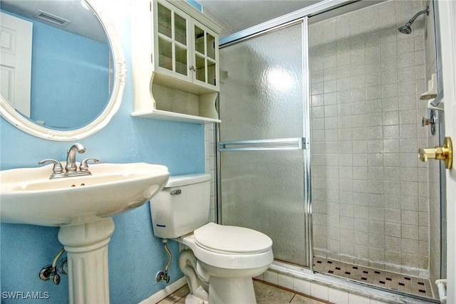 1100 Pondella Rd Unit 807, Cape Coral, FL 33909 - bathroom featuring a shower stall, toilet, tile patterned floors, and a sink