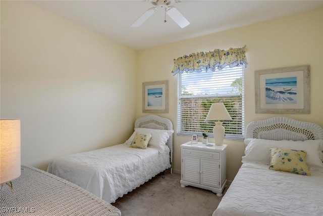 bedroom with carpet flooring and ceiling fan