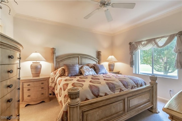 725 Saratoga Cir Unit A103, Naples, FL 34104 - carpeted bedroom with ornamental molding and ceiling fan