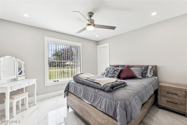 bedroom featuring ceiling fan