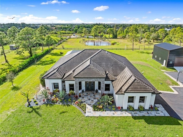 exterior space featuring a water view