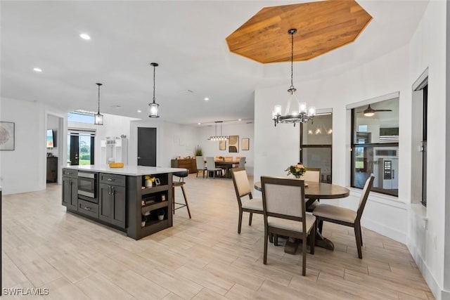 dining space featuring light hardwood / wood-style flooring