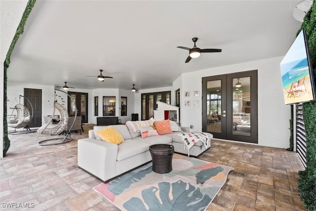 living room with french doors