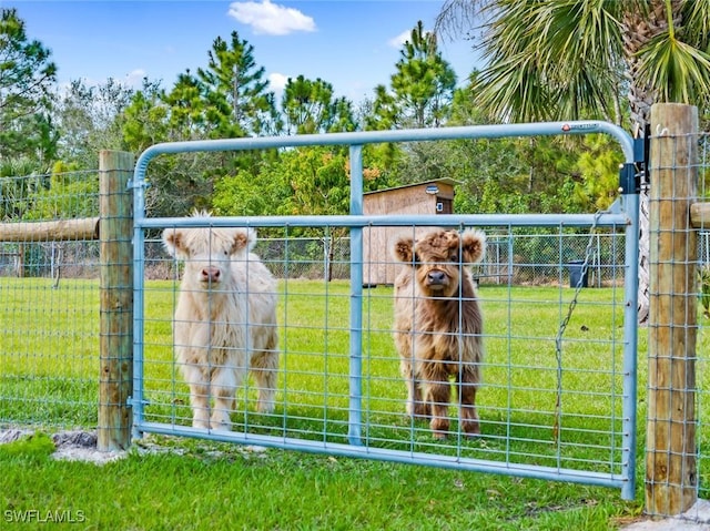 view of gate featuring a lawn