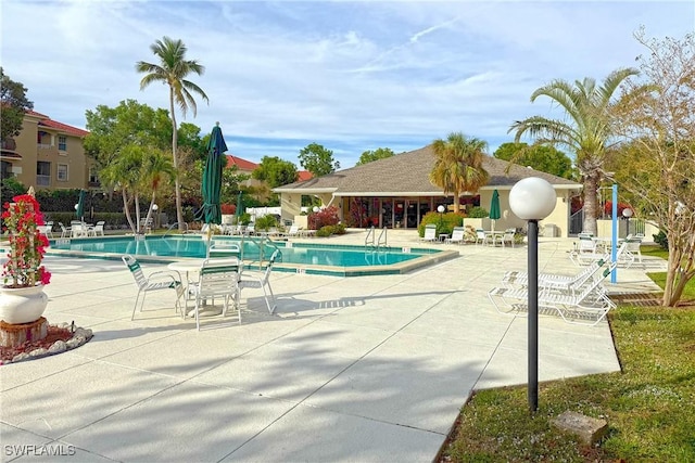 view of pool featuring a patio area