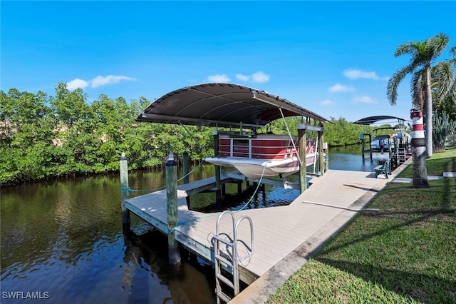 view of dock featuring a water view