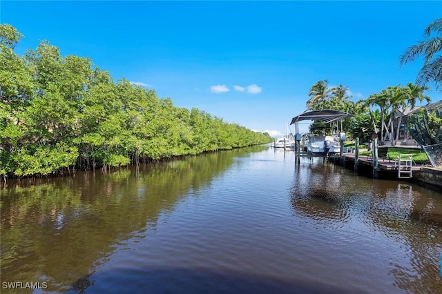 view of dock featuring a water view