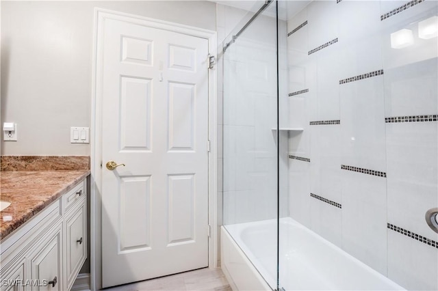 full bath featuring shower / washtub combination and vanity