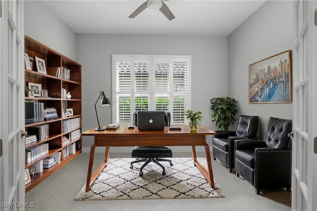 home office featuring ceiling fan